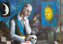 Le mot de René : « La conscience » un sculpteur assis - Tableau de Bernard Bonave