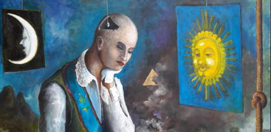 un sculpteur assis - Tableau de Bernard Bonave