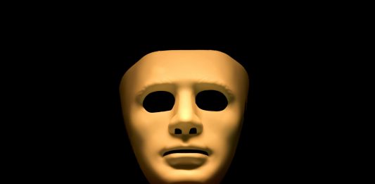 Masque Anonymous blanc sur fond noir