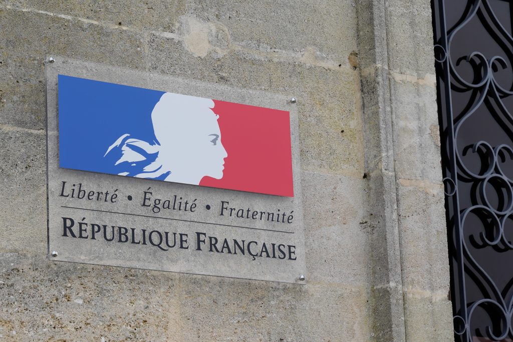 Panneau liberté égalité fraternité de la République Française
