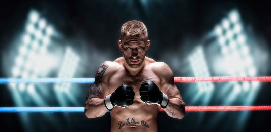 Boxeur sur le ring en combat