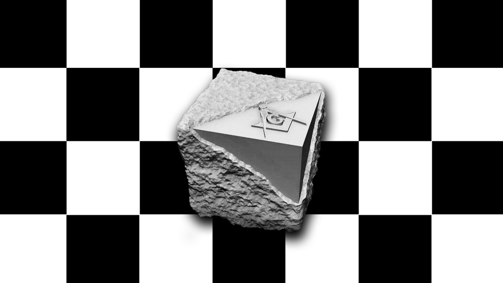 Pierre cubique sur pavé mosaïque