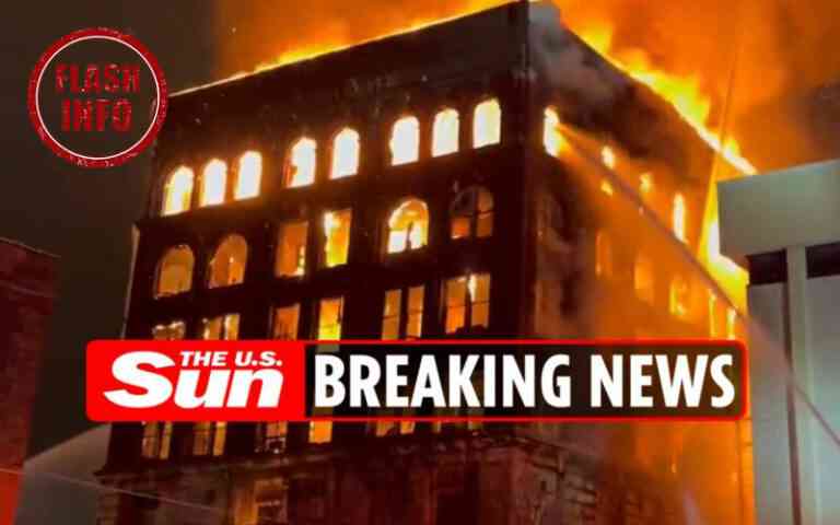 USA : Incendie du temple maçonnique – Un bâtiment à Zanesville, Ohio, englouti dans des flammes déchaînées et de la fumée alors que la prison voisine est évacuée