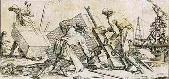 Ouvriers au travail sur la Pierre