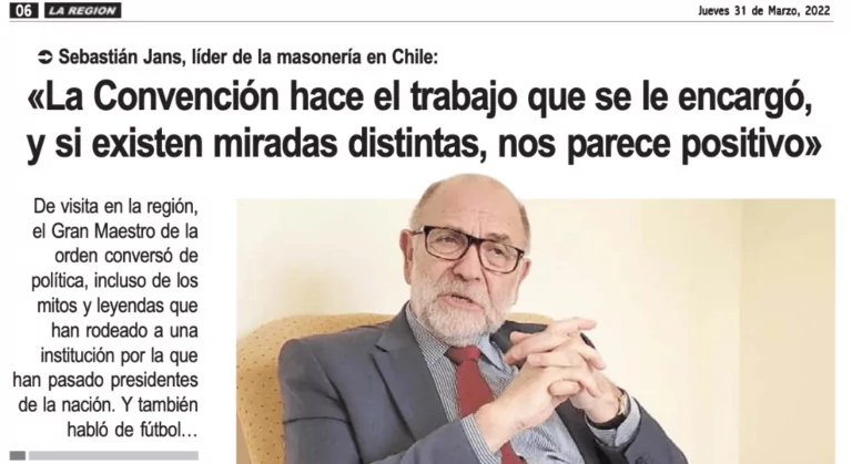 CHILI&nbsp;: Interview de Sebastián Jans Pérez, Grand Maître de la Grande Loge du Chili
