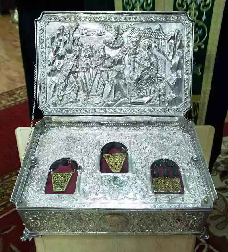 Coffret reliquaire contenant les «&nbsp;Présents des Rois Mages&nbsp;», conservé au Mont Athos.
