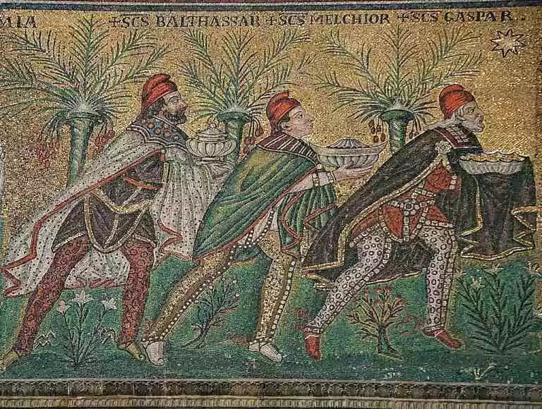 Mosaïque des Rois mages, basilique Saint-Apollinaire-le-Neuf, Ravenne, VIe siècle.