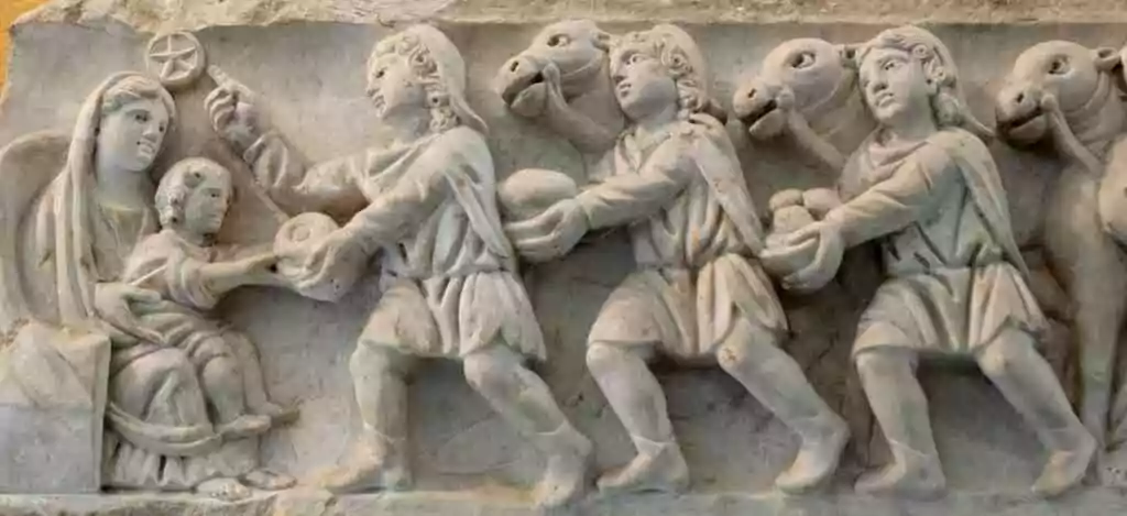 Sarcophage provenant du cimetière Sainte-Agnès à Rome, ive siècle.
