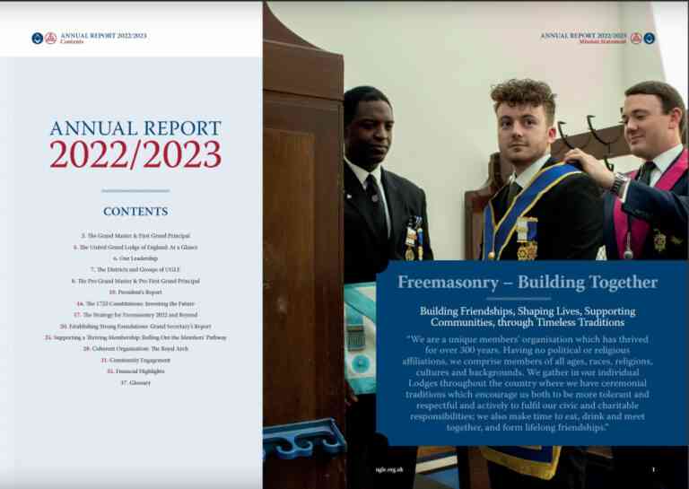 Le rapport annuel de la « Grande Loge Unie d’Angleterre » vient de paraître