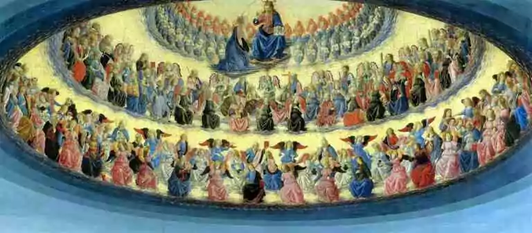 L'Élévation de Marie vers les cieux par Francesco Botticini, XVe siècle.