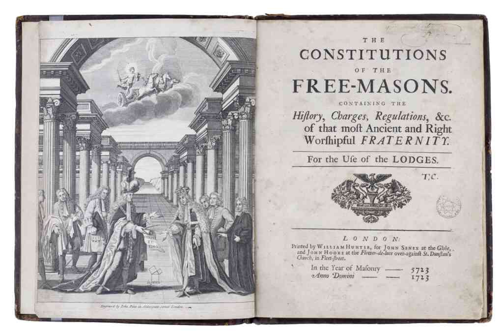 Les Constituions d’Anderson (1723) – musée de la franc-maçonnerie ; Hôtel du Grand Orient de France.