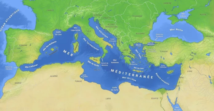 Géographique physique : carte de la Méditerranée.
