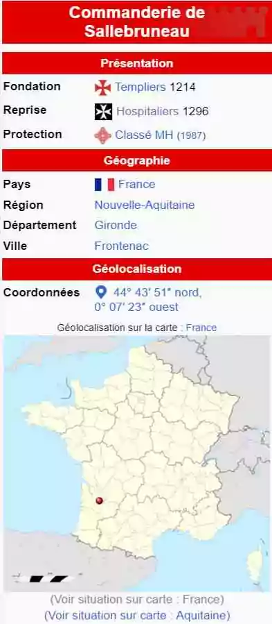 Lieu symbolique : La Commanderie templière de Sallebruneau (33)