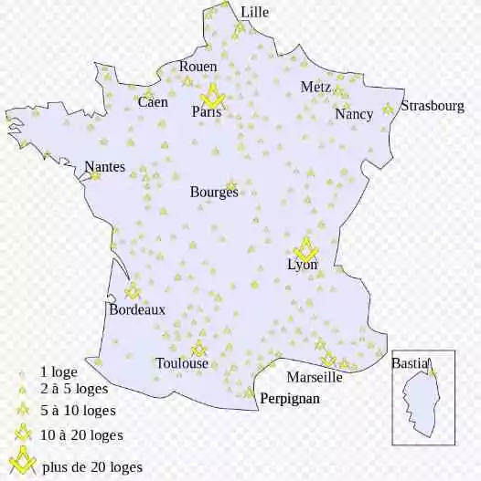 Loges maçonniques en France en 1789.