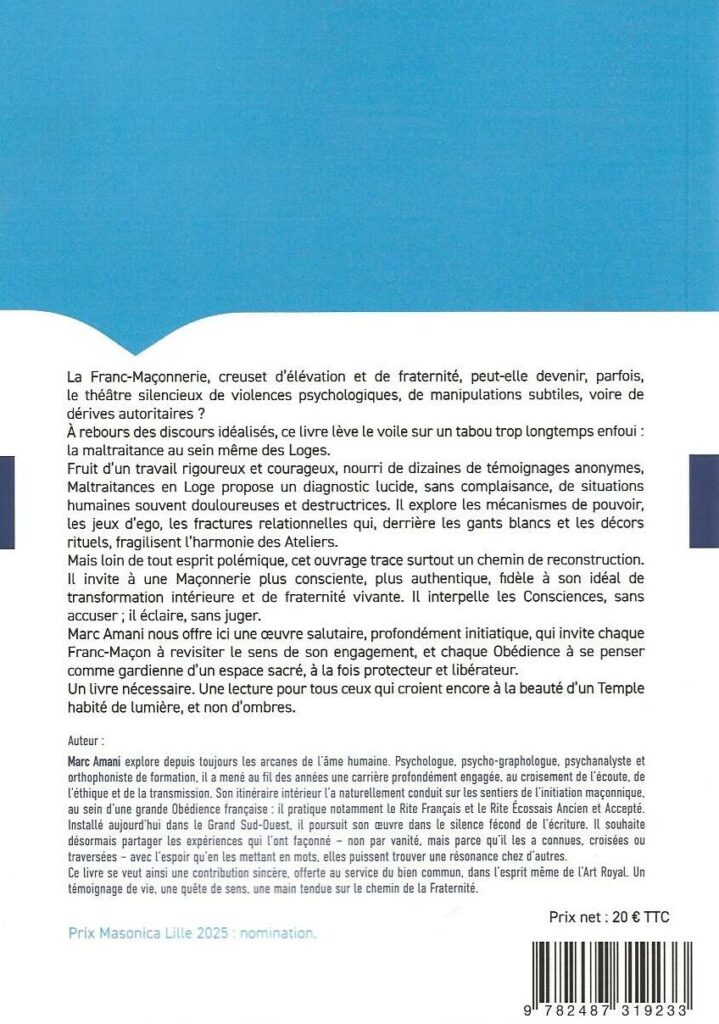 Maltraitances en Loge, 4e de couv.
