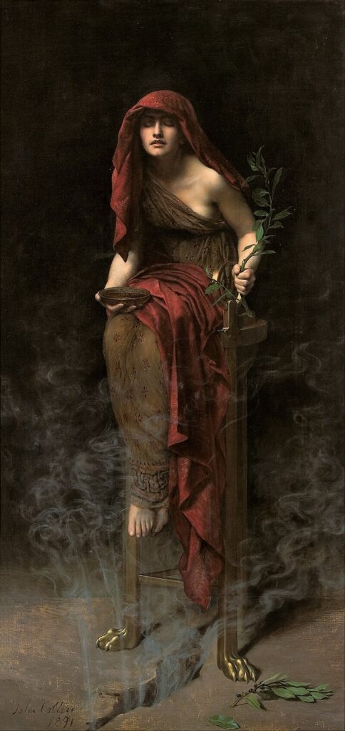 John Collier, Prêtresse de Delphes, 1891, musée national d'Australie-Méridionale (Adélaïde).