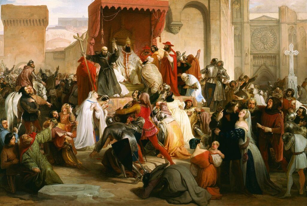 Peinture de Francesco Hayez représentant le Pape Urbain II prêchant la Première Croisade