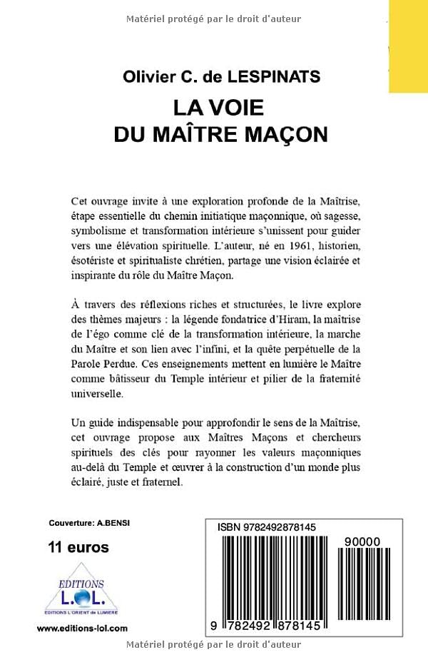 La voie du Maître Maçon, 4e de couv.