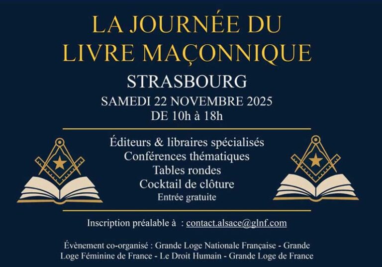 22/11/25 : 1ère Journée du Livre Maçonnique à Strasbourg avec la GLDF/GLNF