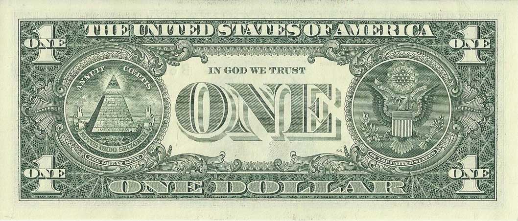 US one dollar bill, reverse, series 2009