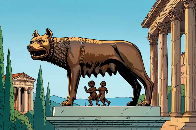 La louve capitoline, Romulus et Rémus