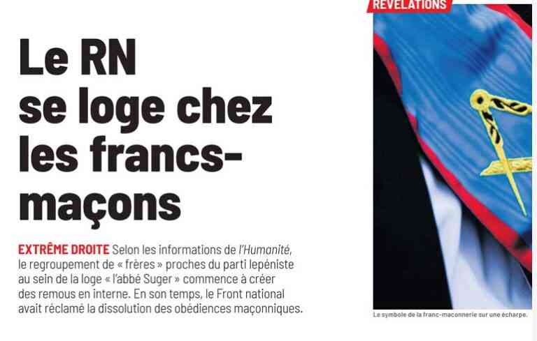 L&rsquo;Humanité dévoile la Loge «&nbsp;L&rsquo;abbé Suger&nbsp;» qui rassemble GLNF et RN