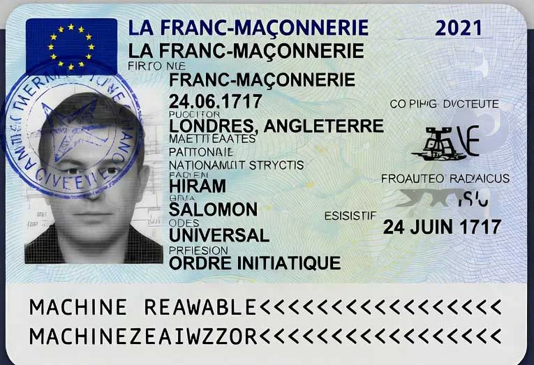 Carte d'identité fictive de la Franc-maçonnerie