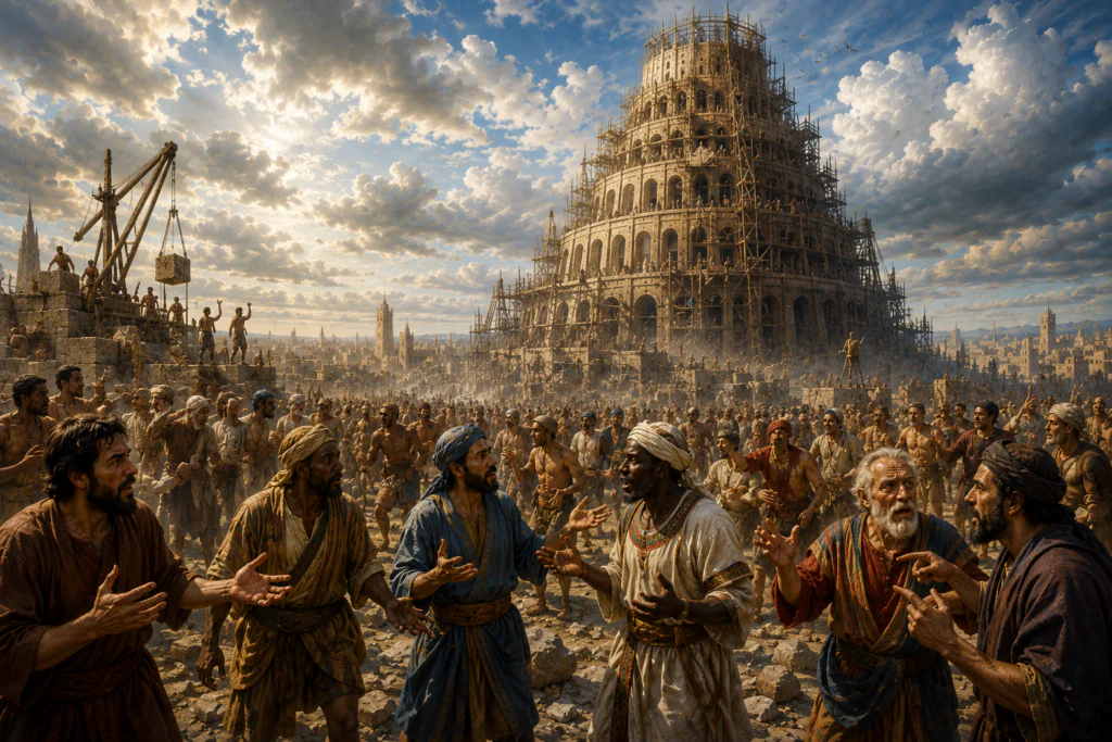 Le chantier arrêté de la Tour de Babel signe les débuts de l'humanité plurielle