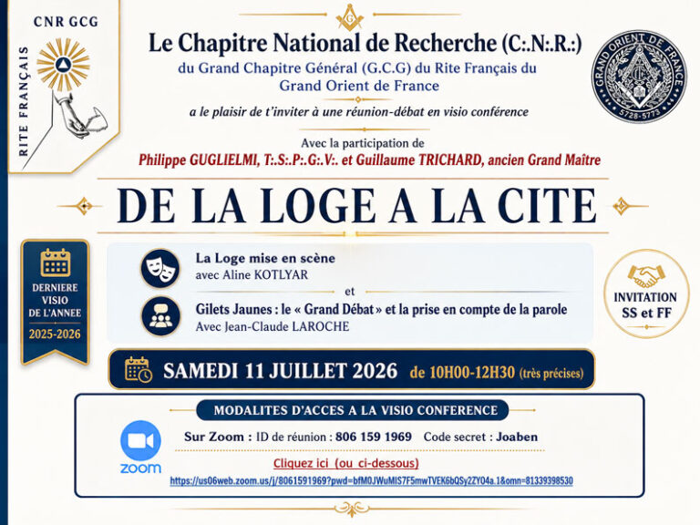 De la Loge à la Cité&nbsp;: quand le Rite Français remet la parole au centre du Temple