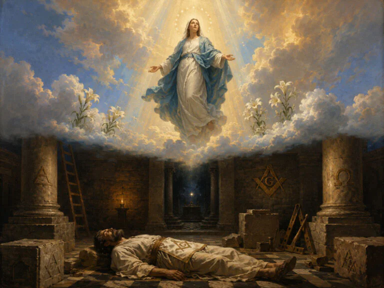 Le 15 août, Marie monte au ciel pendant qu’Hiram cherche encore la sortie du Temple