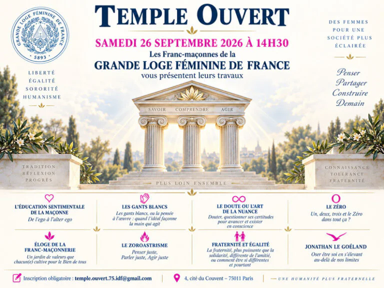 26/09/26 – À Paris, la Grande Loge Féminine de France ouvre ses Temples au public