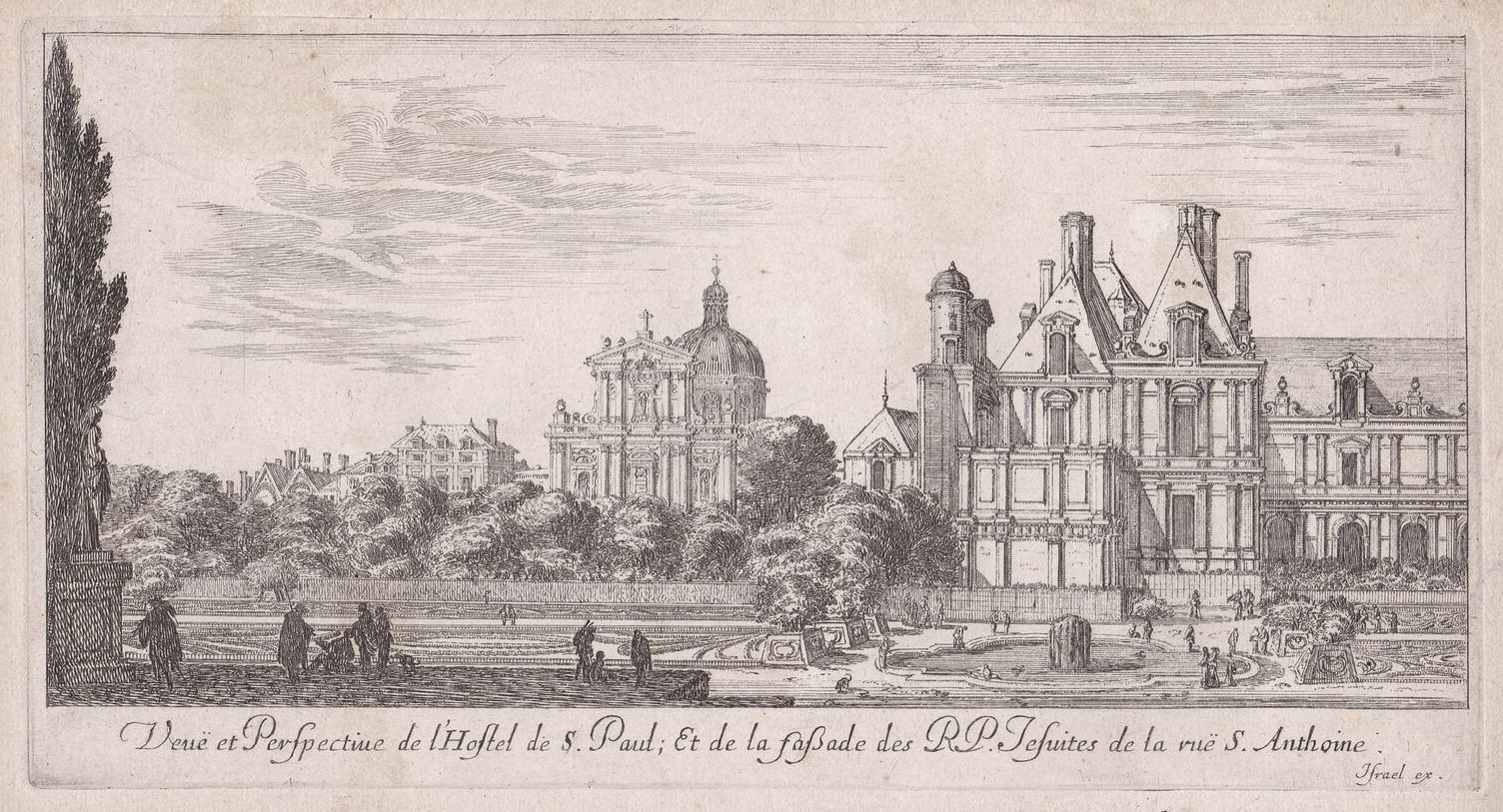 Hôtel de Saint Paul et église Saint Louis des Jésuites, par Israël Silvestre   ca. 1650