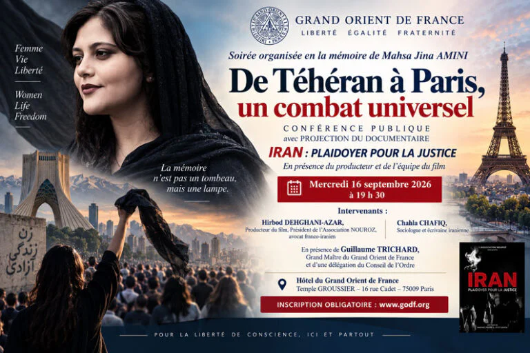 16/09/26 : De Téhéran à Paris, le GODF fait de la mémoire de Mahsa Jina Amini un devoir de justice