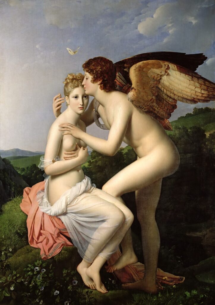 «&nbsp;Psyché et l’Amour&nbsp;» de François Gérard (1798)&nbsp;: un papillon vole au-dessus d’Éros et de Psyché