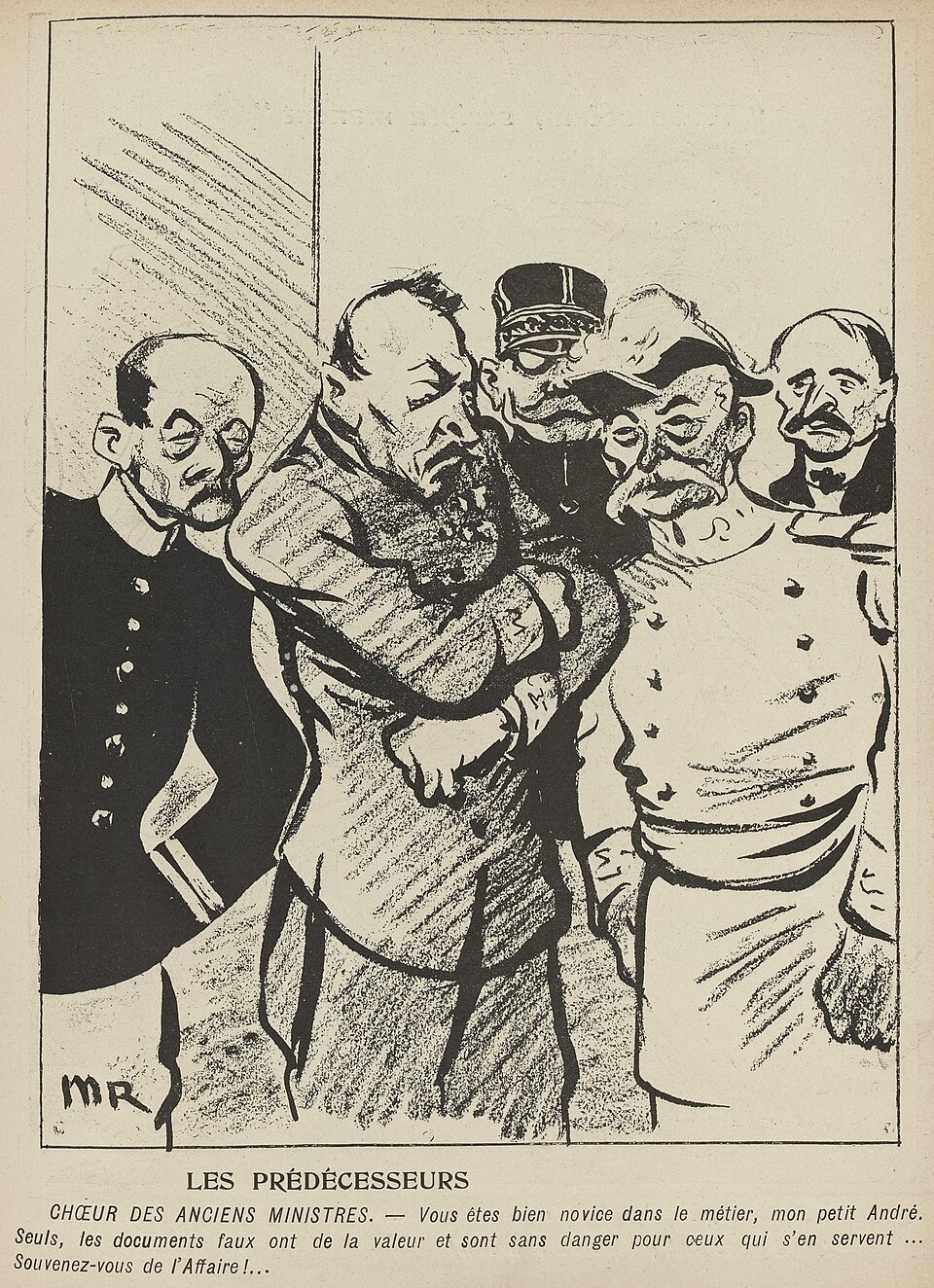 Caricature de L’Assiette au Beurre parue en 1904, au moment de l’affaire des fiches