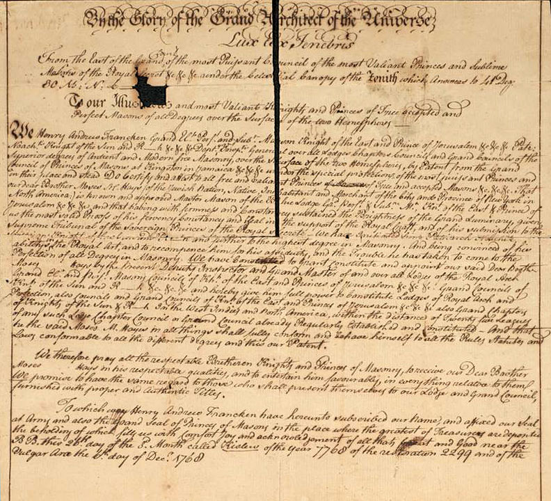 Constitutions et Règlements dits de Bordeaux du Rite de Perfection, 22 septembre 1762
