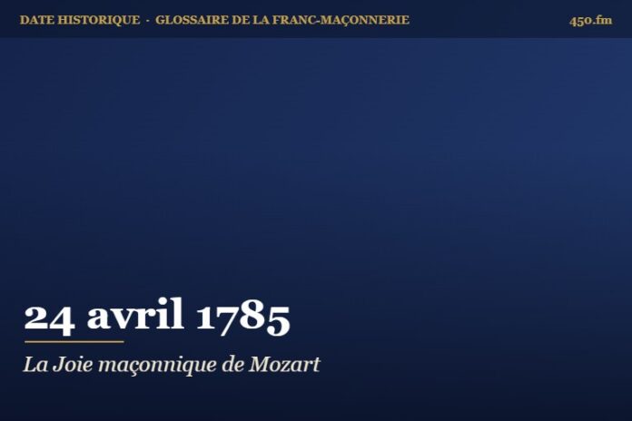 Création de la cantate Die Maurerfreude de Mozart à Vienne, 24 avril 1785 – date historique de la franc-maçonnerie – 450.fm
