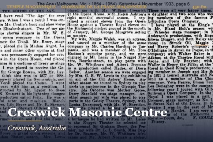 Creswick Masonic Centre – temple maçonnique – Glossaire de la franc-maçonnerie 450.fm