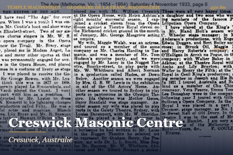 Creswick Masonic Centre – temple maçonnique – Glossaire de la franc-maçonnerie 450.fm