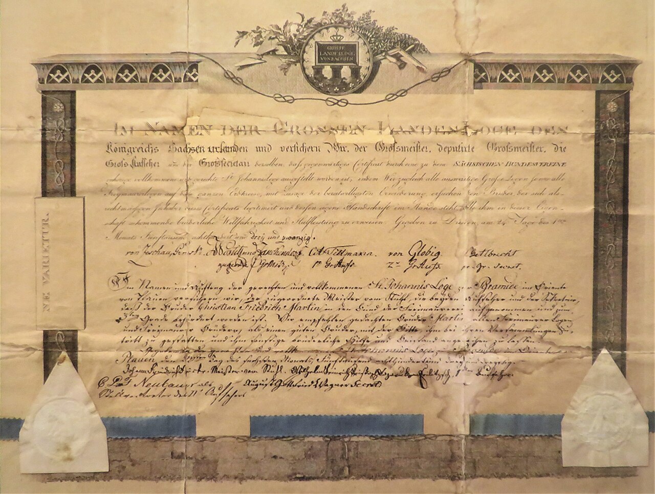 Dispense en franc-maçonnerie – C F Martin Masonic Travelling Patent