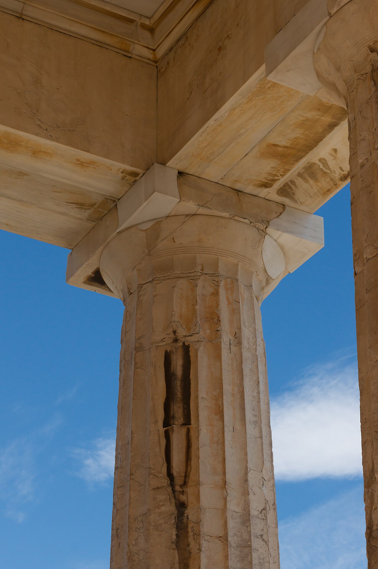 Dorique en franc-maçonnerie – Doric column inside the Propylaea Acropolis Athens Greece