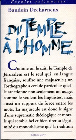 Couverture du livre Du Temple à l’homme