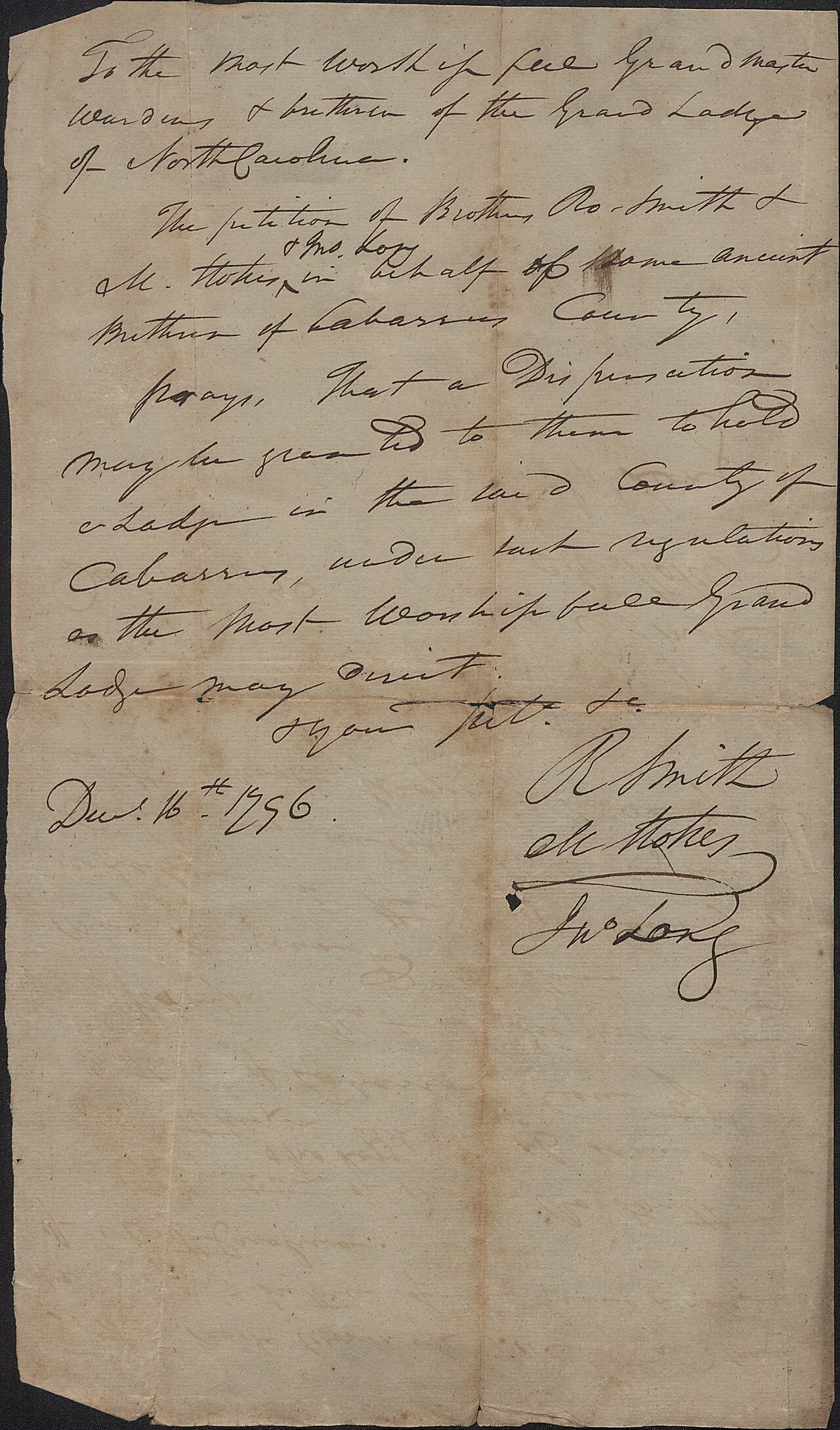Enquête en franc-maçonnerie – Petition to Establish a Masonic Lodge in Concord, Cabarrus County - DPLA - 5d0b6c4a05ce4be