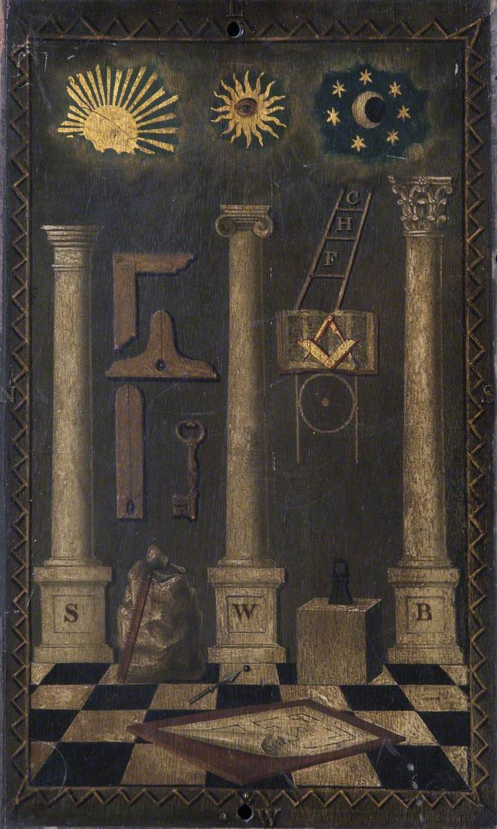 Filet en franc-maçonnerie – Unknown artist - First Degree Tracing Board - D2009-90i - Museum of Freemasonry