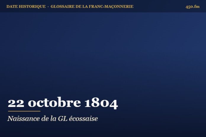 Fondation de la Grande Loge générale écossaise de France à Paris, 22 octobre 1804 – date historique de la franc-maçonnerie – 450.fm