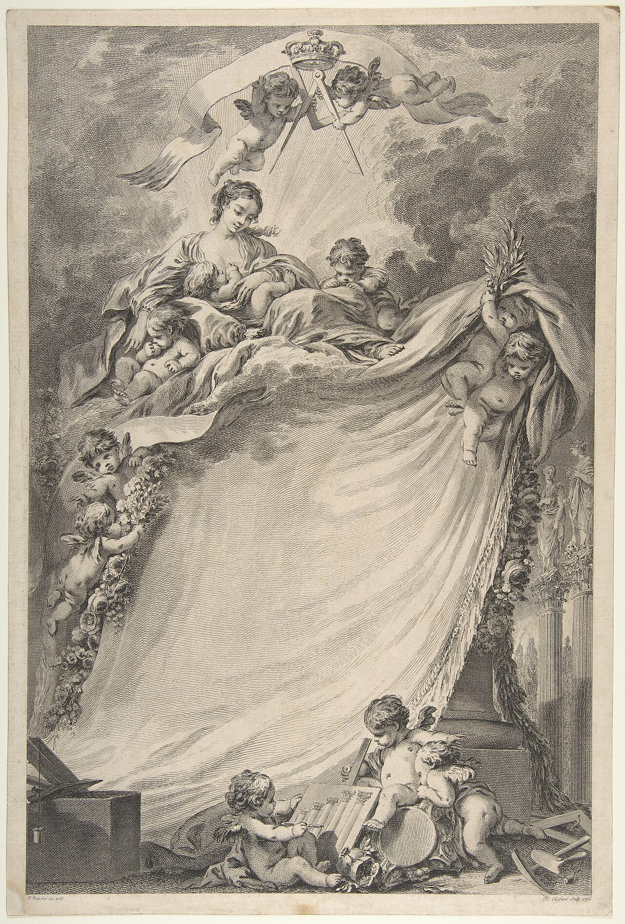 Franc-maçon en franc-maçonnerie – Diploma of the Freemasons of Bordeaux, after François Boucher MET DP805471