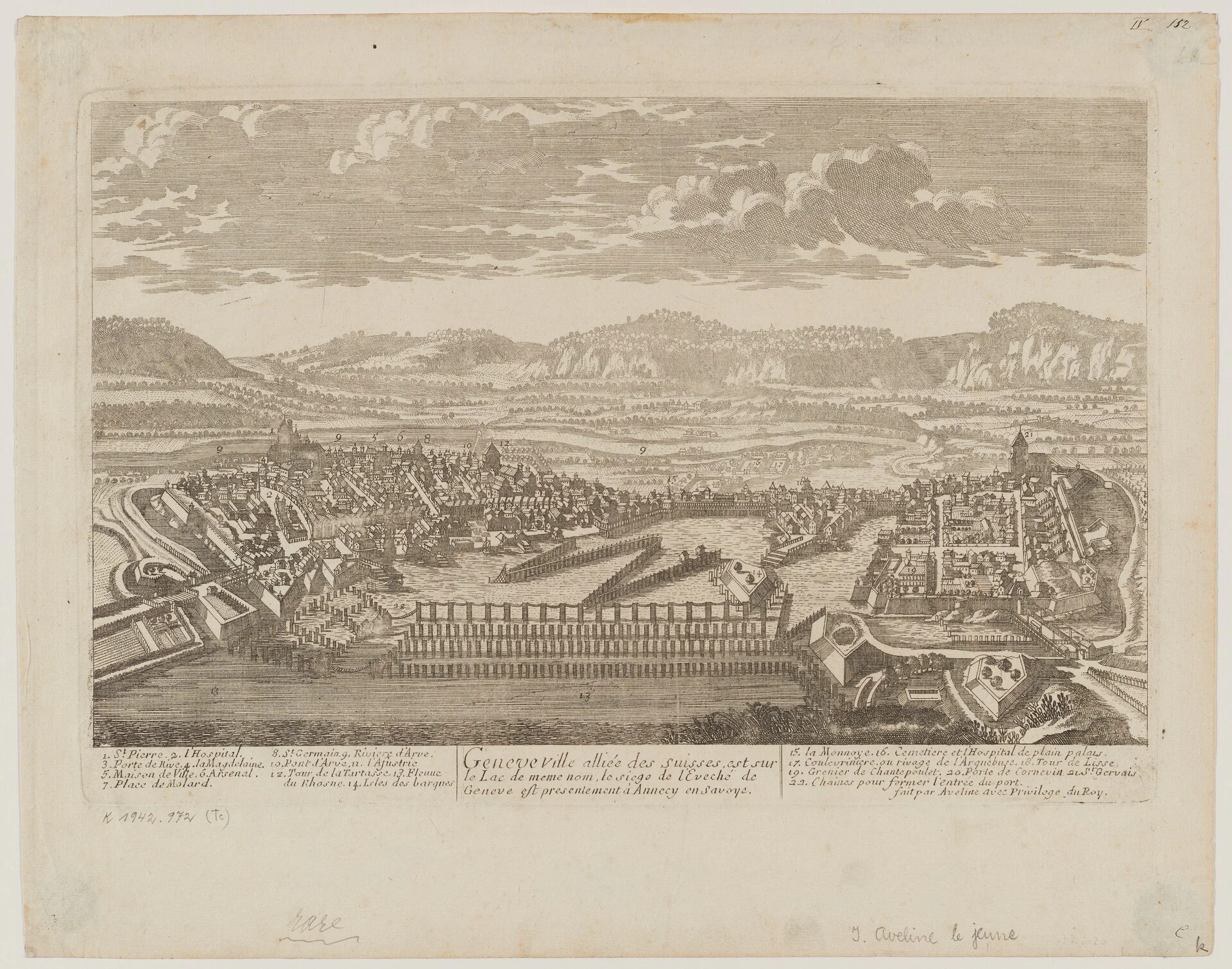 Vue de Genève et de ses fortifications au XVIIIe siècle