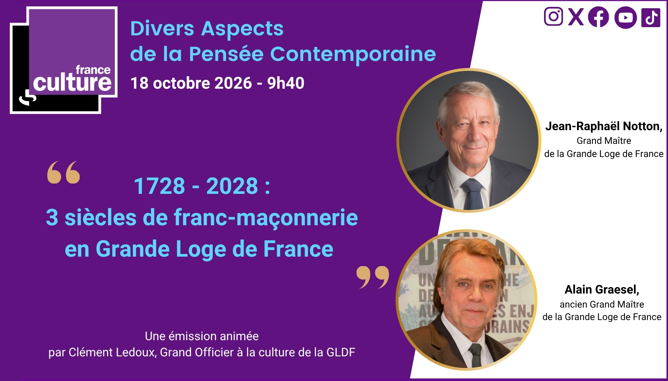 Divers aspects de la pensée contemporaine, France Culture, 18 octobre 2026