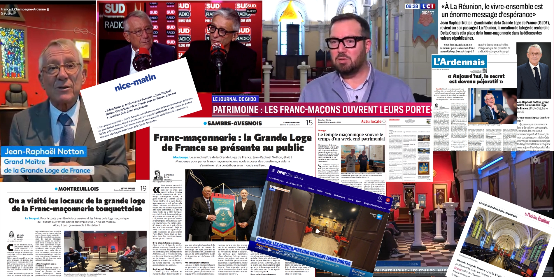 Montage de coupures de presse et d’interviews du Grand Maître de la GLDF