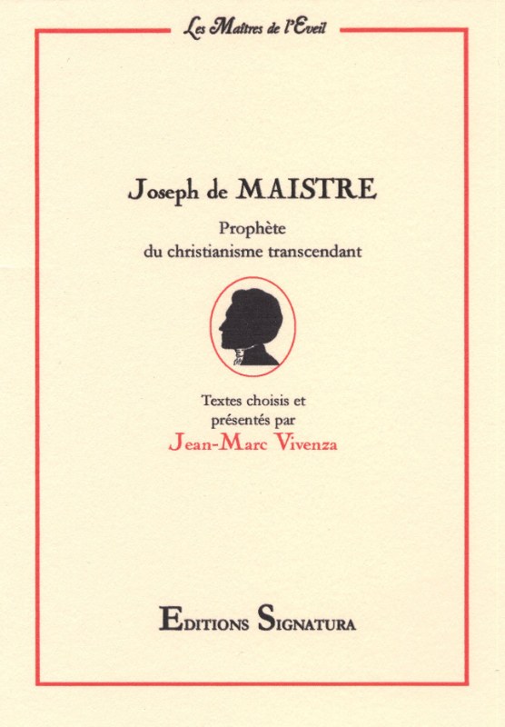 Couverture du livre Joseph de Maistre – Prophète du christianisme transcendant